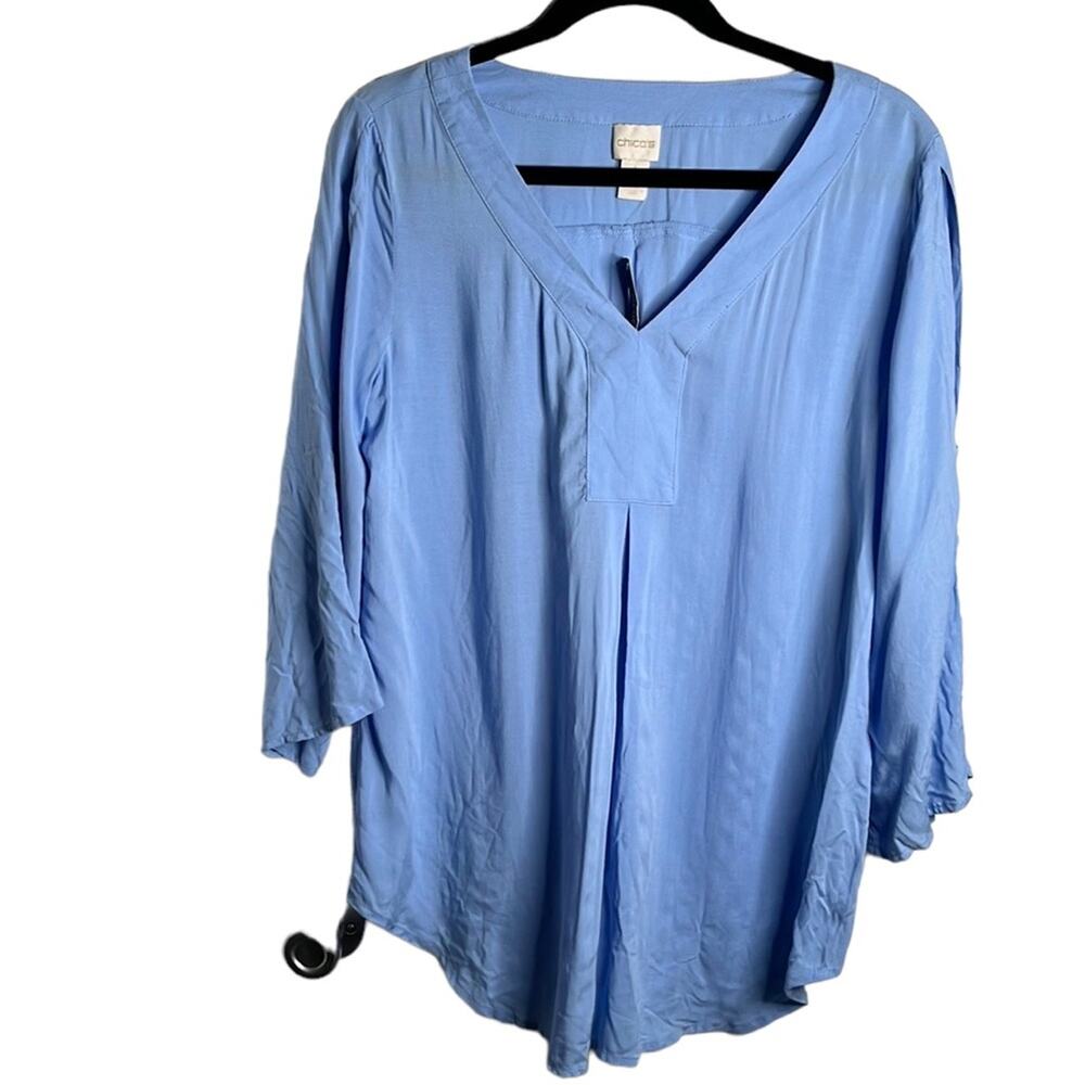 Chico’s Blue Tunic With Cold Shoulder Medium